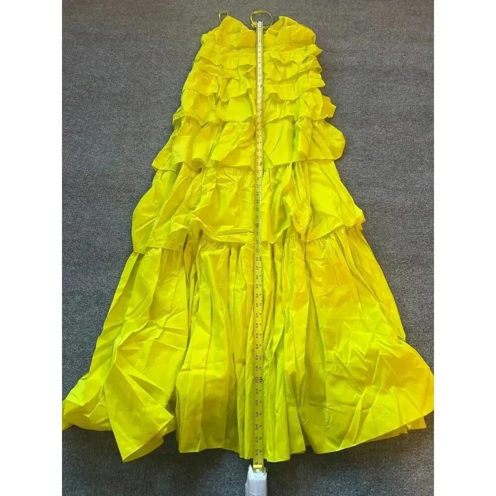 Staud Rylie Green Sleeveless Tiered BOUGAINVILLEA Ruffled Maxi Dress Sz L - Picture 15 of 16